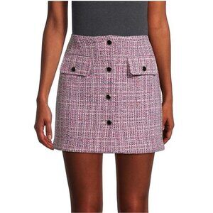 Bagatelle Collection Tweed Mini Skirt Womens M Pink Office Wear Casual